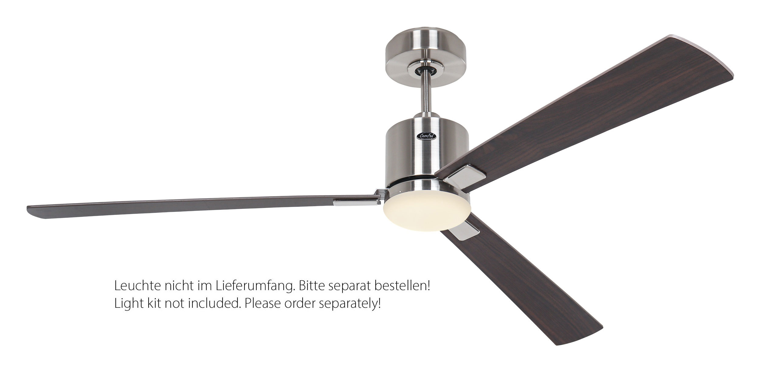 CasaFan Deckenventilator Eco Concept 152 BN-NB/KI Chrom gebürstet - Nussbaum/Kirrsche WiFi mit optionaler Leuchte EN5r