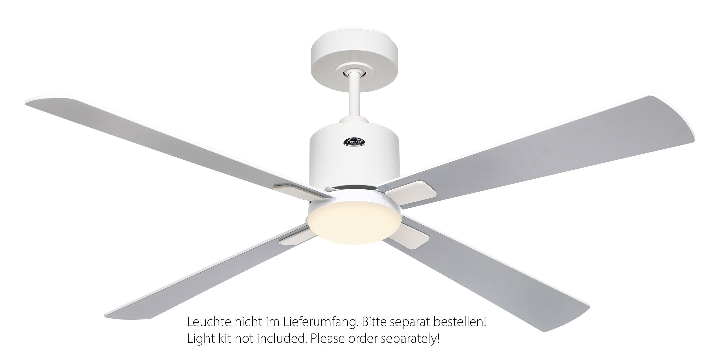 CasaFan Deckenventilator Eco Concept 132 WE-WE/LG Weiß - Weiß/Lichtgrau WiFi mit optionaler Leuchte EN5r