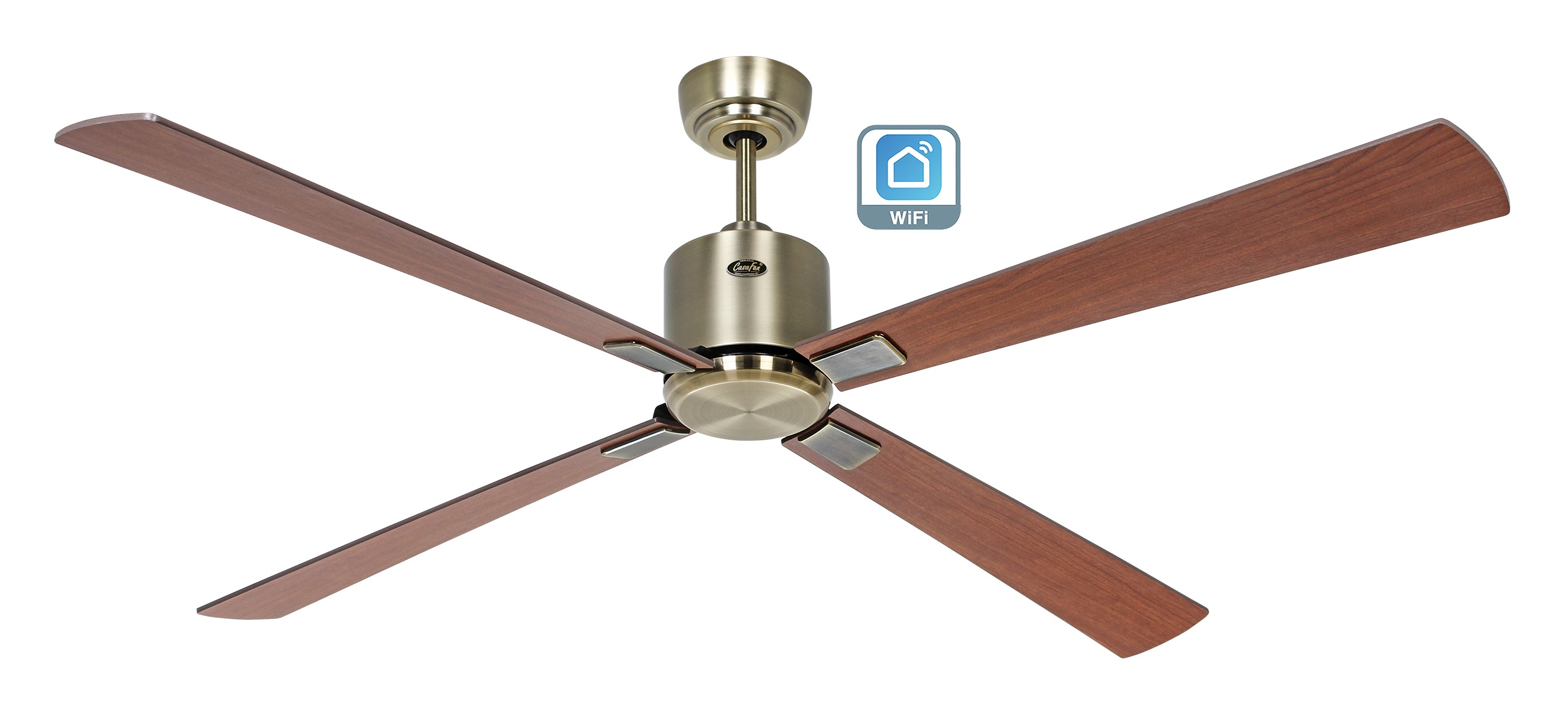 CasaFan Deckenventilator Eco Neo III 152 MA-NB/KI Messing antik - Nussbaum/Kirsche Wifi/WLAN
