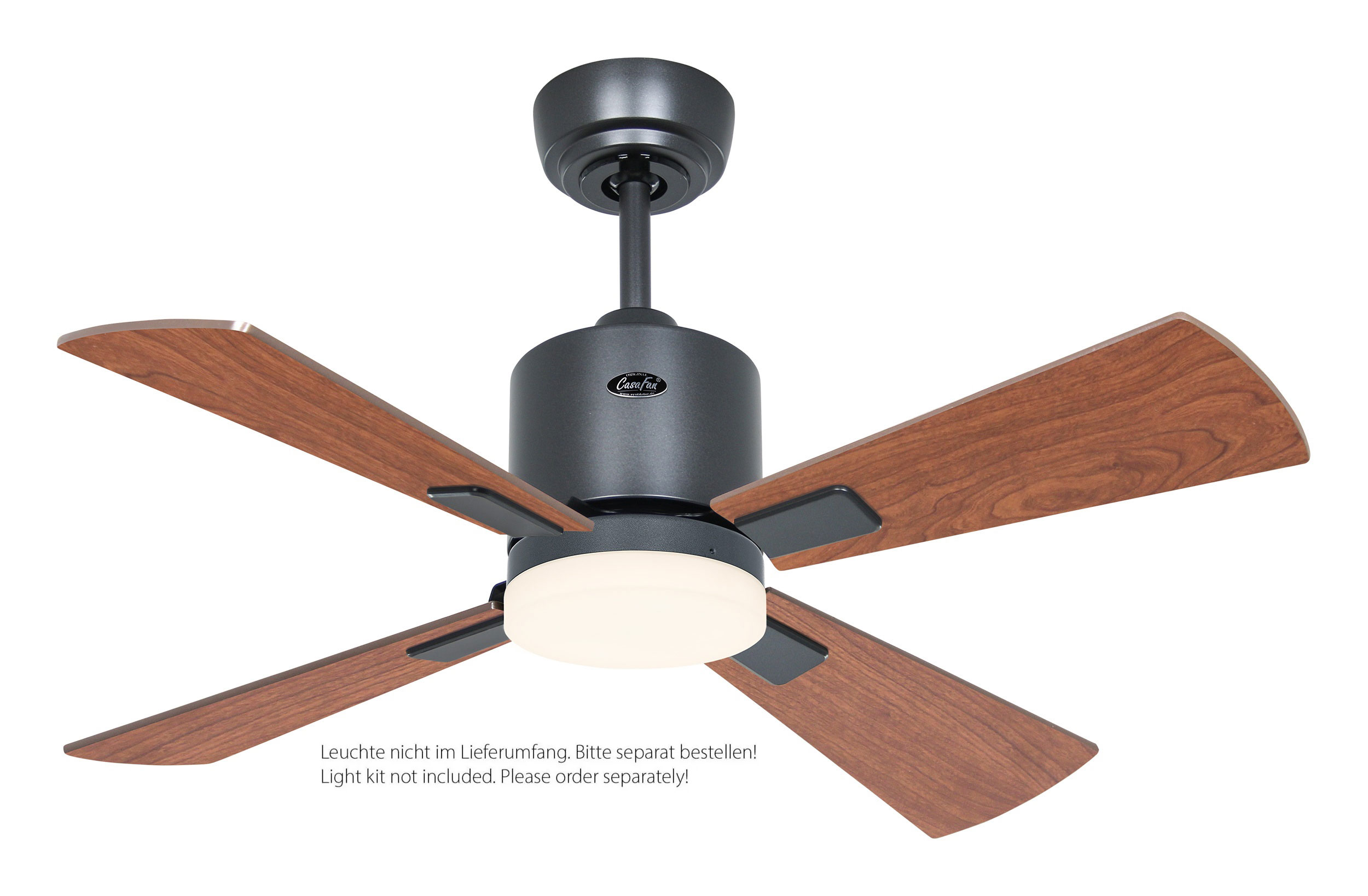CasaFan Deckenventilator Eco Neo III 92 BG-NB/KI basaltgrau - Nussbaum/Kirsche WiFi/WLAN optionale Leuchte EN5z