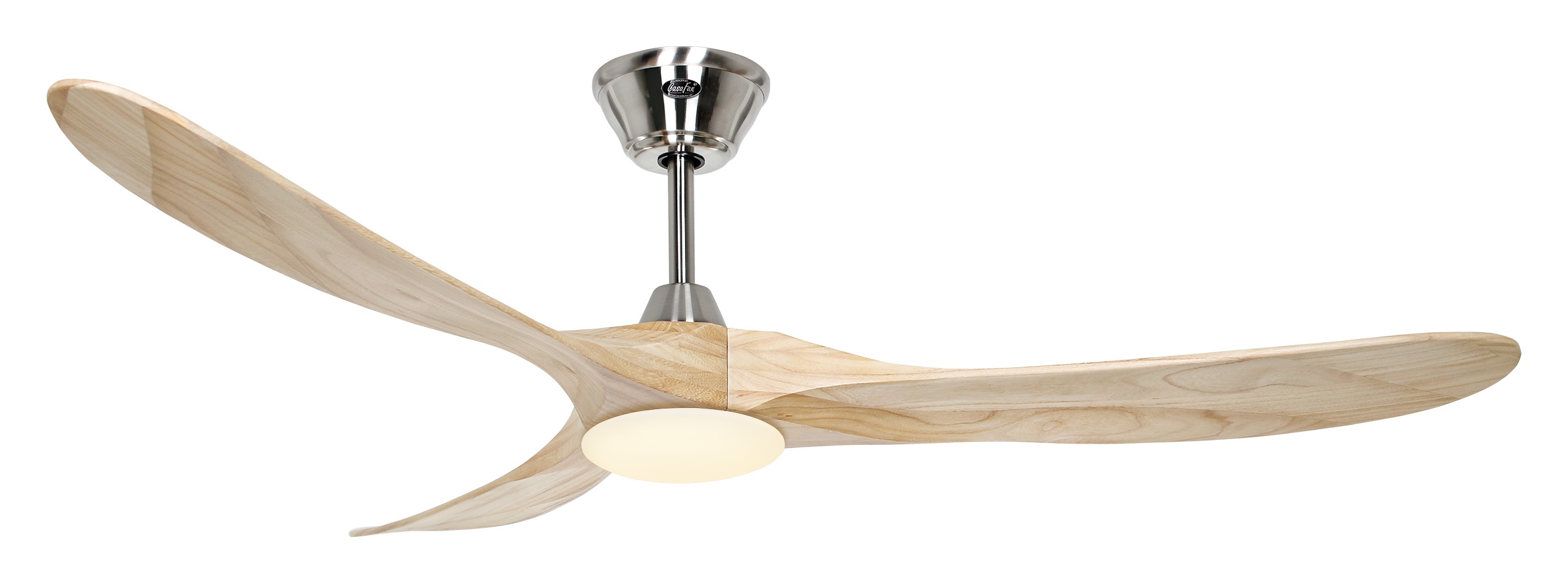 CasaFan Deckenventilator Eco Genuino-L 152 BN-NT Chrom gebürstet - Holz natur mit Leuchte