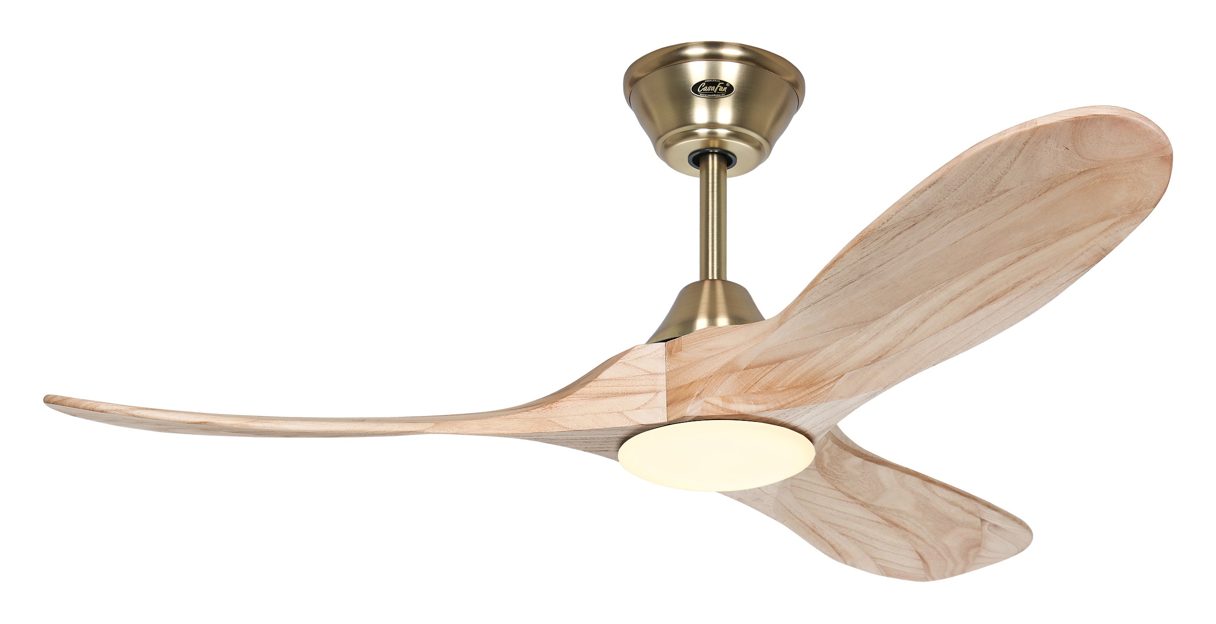 CasaFan Deckenventilator Eco Genuino-L 122 MG-NT Messing gebürstet - Holz natur mit Leuchte