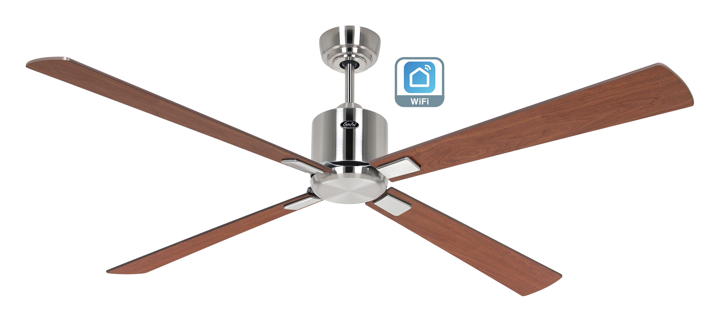 CasaFan Deckenventilator Eco Neo III 152 BN-NB/KI Chrom gebürstet - Nussbaum/Kirsche Wifi/WLAN