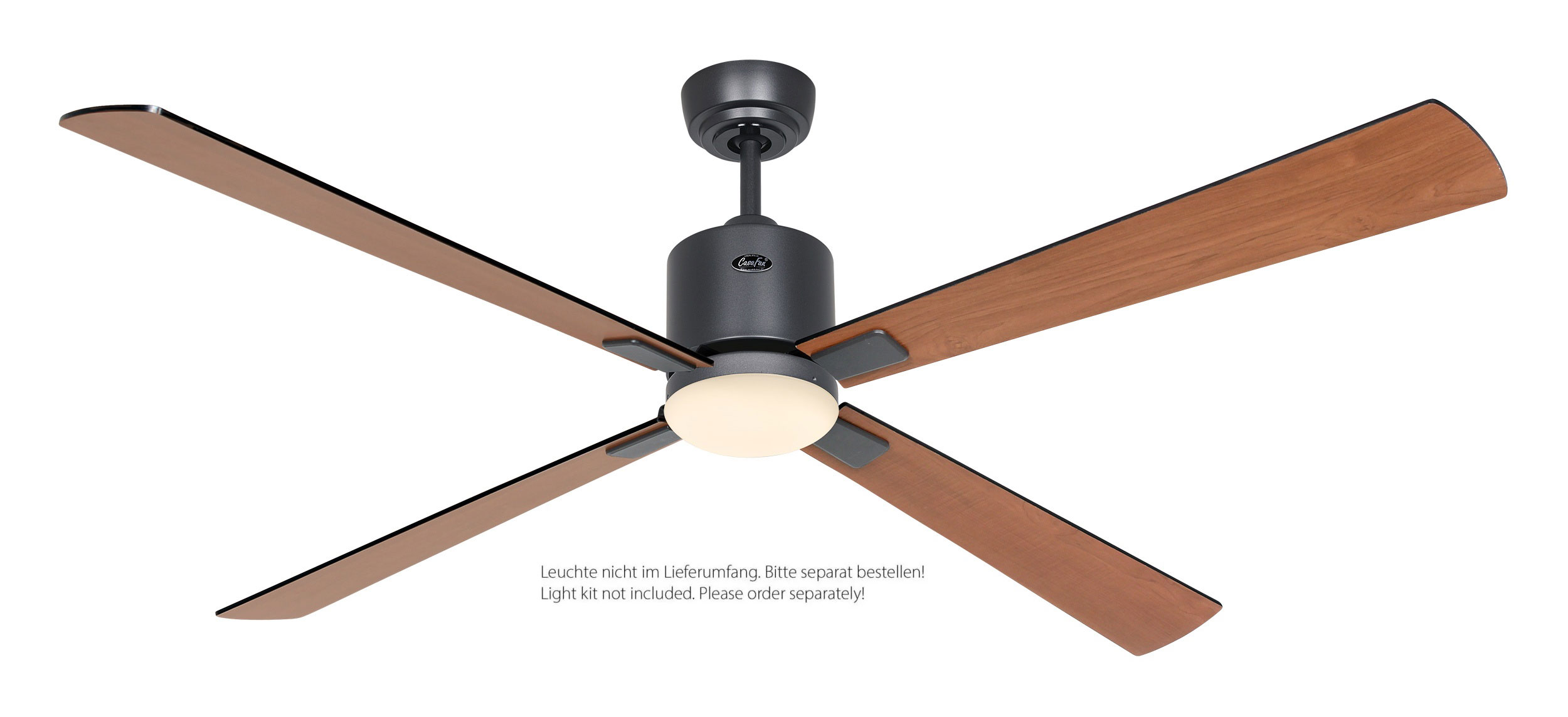 CasaFan Deckenventilator Eco Neo III 152 BG-SW/TK basaltgrau - schwarz/Teak Wifi/WLAN optionale Leuchte EN5r