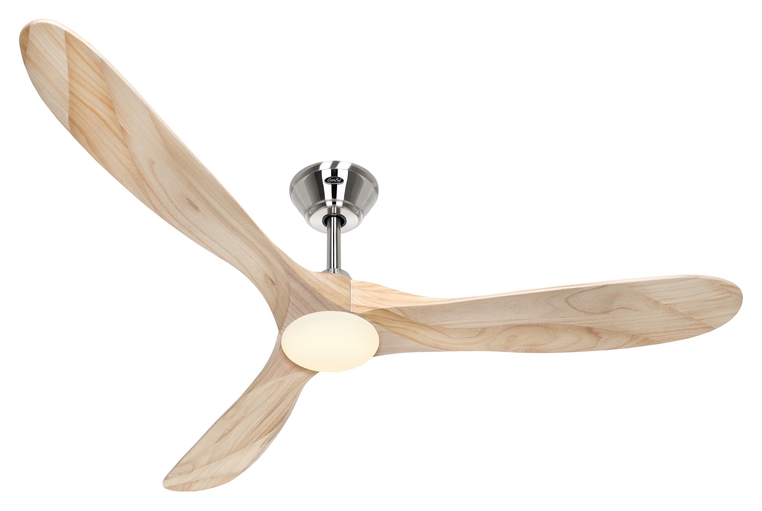 CasaFan Deckenventilator Eco Genuino-L 152 BN-NT Chrom gebürstet - Holz natur mit Leuchte