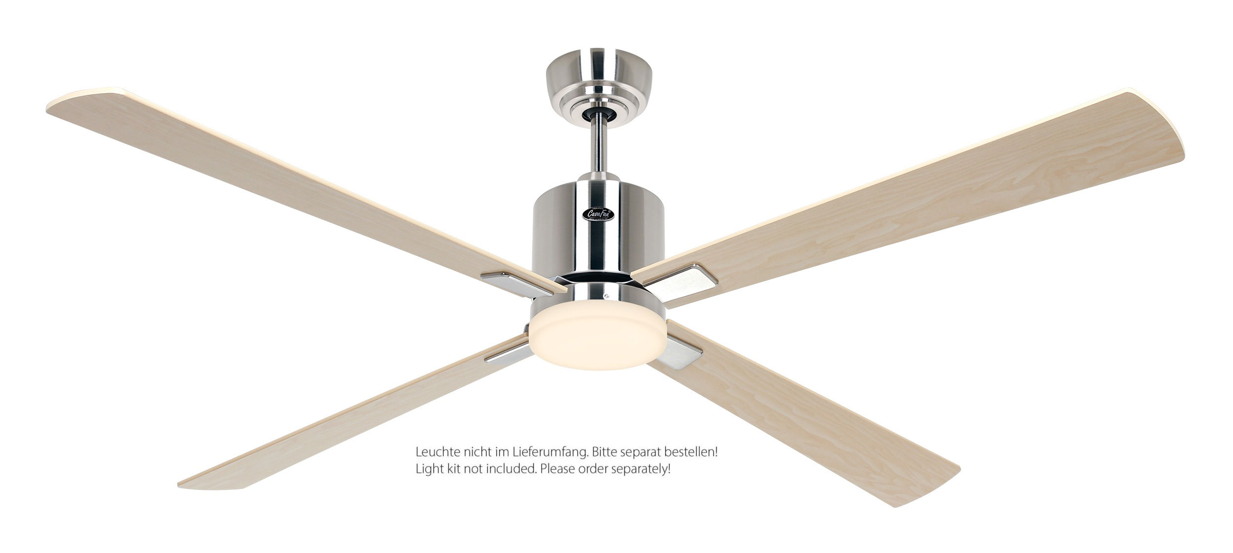 CasaFan Deckenventilator Eco Neo III 152 BN-AH/BU Chrom gebürstet - Ahorn/Buche Wifi/WLAN optionale Leuchte EN5z