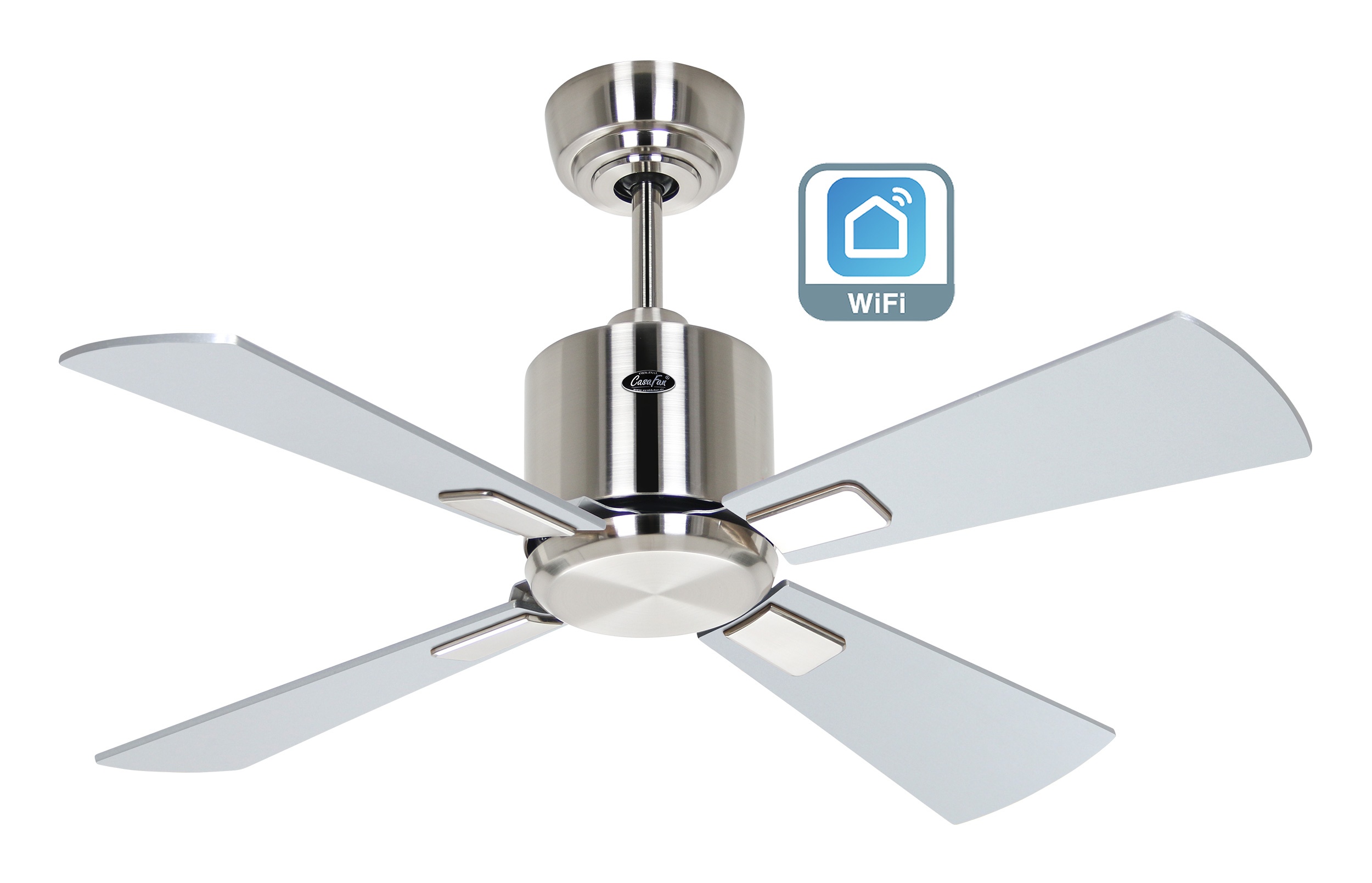 CasaFan Deckenventilator Eco Neo III 92 BN-WN/SI Chrom gebürstet - Wenge/silber WiFi/WLAN