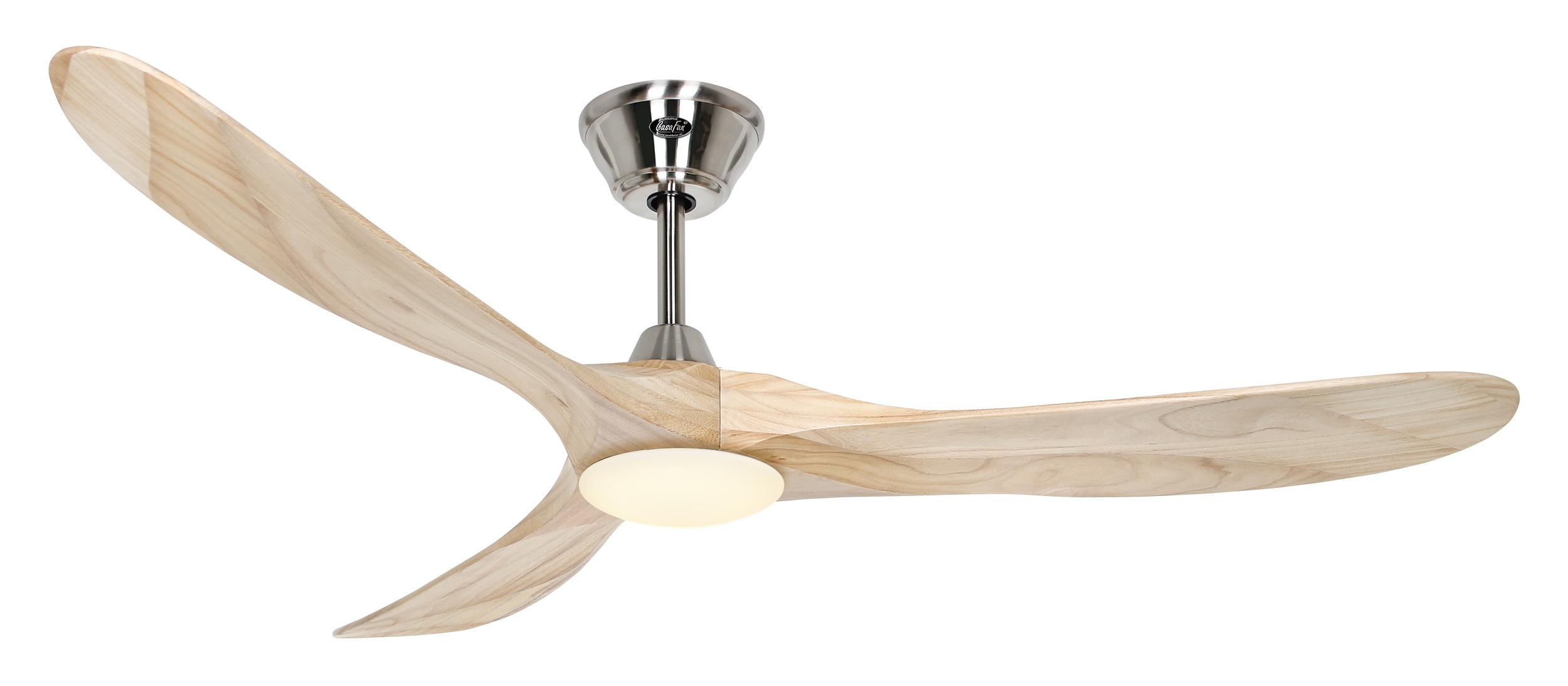 CasaFan Deckenventilator Eco Genuino-L 152 BN-NT Chrom gebürstet - Holz natur mit Leuchte