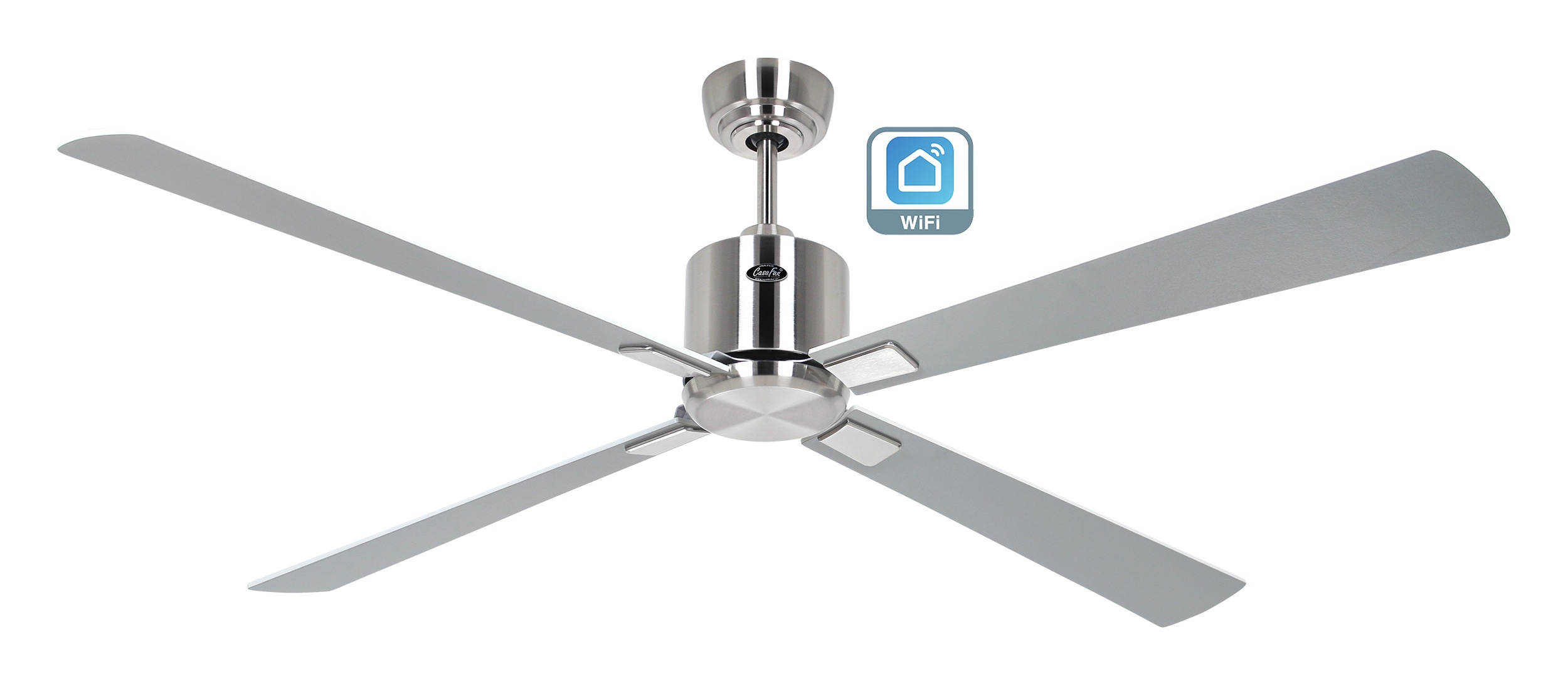 CasaFan Deckenventilator Eco Neo III 152 BN-WE/LG Chrom gebürstet - weiß/lichtgrau Wifi/WLAN