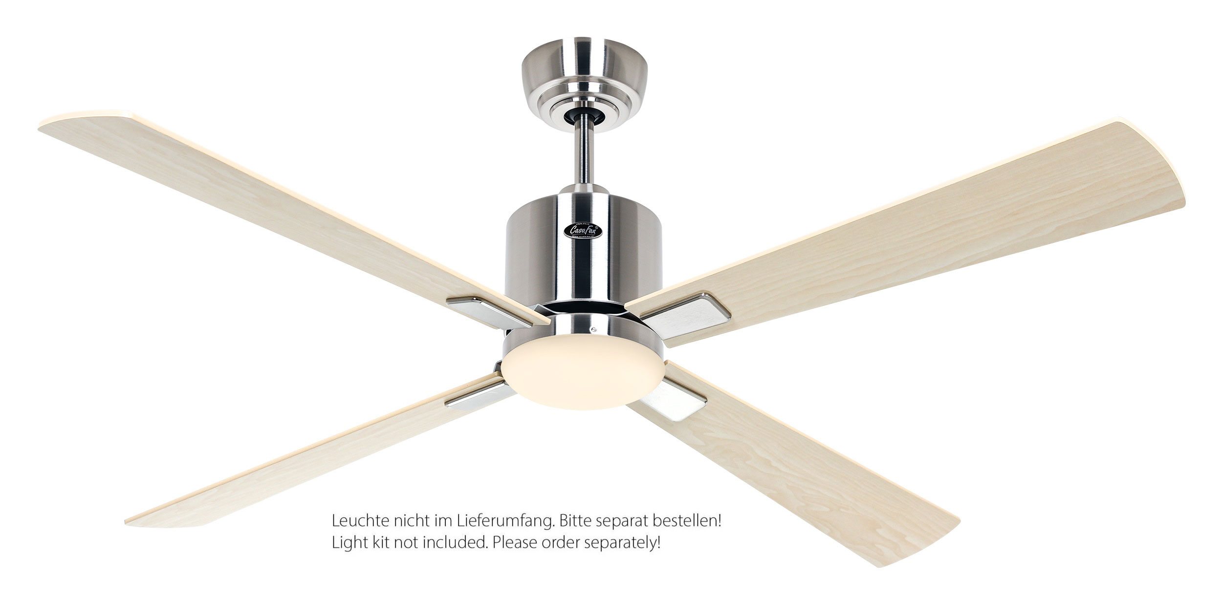 CasaFan Deckenventilator Eco Neo III 132 BN-AH/BU Chrom gebürstet - Ahorn/Buche WiFi/WLAN optionale Leuchte EN5r