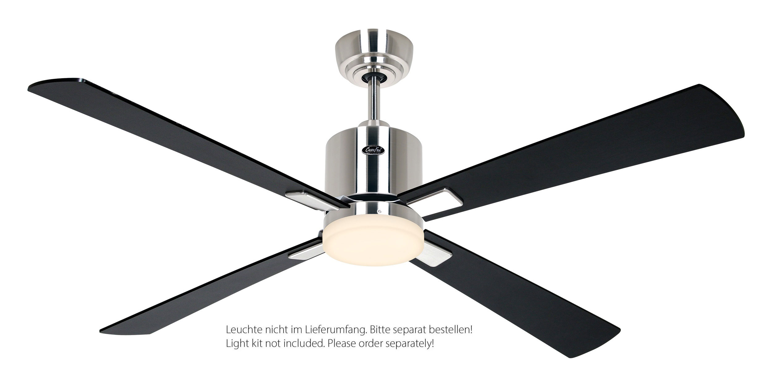 CasaFan Deckenventilator Eco Neo III 132 BN-SW/TK Chrom gebürstet - schwarz/Teak WiFi/WLAN optionale Leuchte EN5z