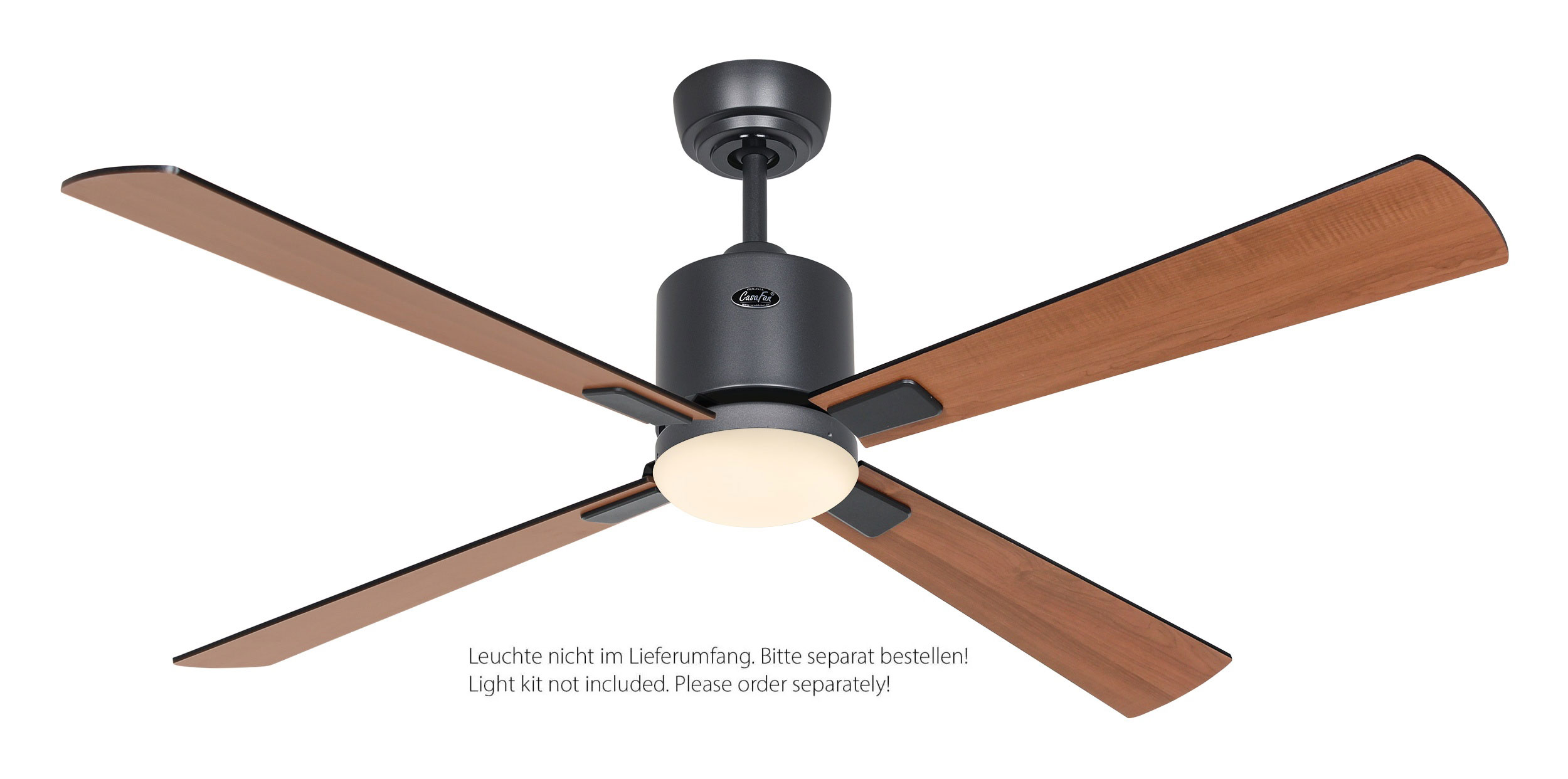 CasaFan Deckenventilator Eco Neo III 132 BG-SW/TK basaltgrau schwarz/Teak WiFi/WLAN optionale Leuchte EN5r